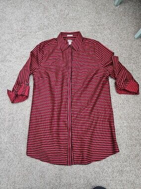 Chicos Wrinkle Resistant Button Up, Red & Black, Size 2
